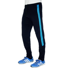 Мъжко спортно долнище MATRICS, черно със синьо, памук и ликра
