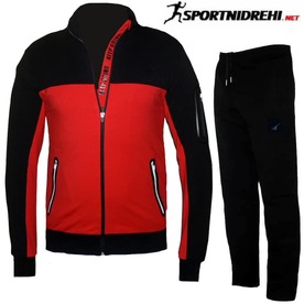 Мъжки спортен екип REDICS 210121, черен с червено, памук и ликра