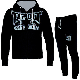 Спортен екип TAPOUT MMA, черен, памук и ликра, с качулка