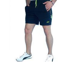 Мъжки спортни шорти REDICS, графит с електриково зелено, памук и ликра