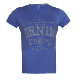 Мъжка тениска DENIM, памук и ликра, синя