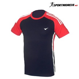 Мъжка спортна тениска REDICS 230042, черна с червено, памук и ликра