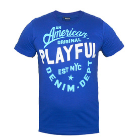 Мъжка тениска PLAYFUL, 100 % памук, синя