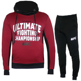 Спортен екип UFC, бордо с черно, памук и ликра