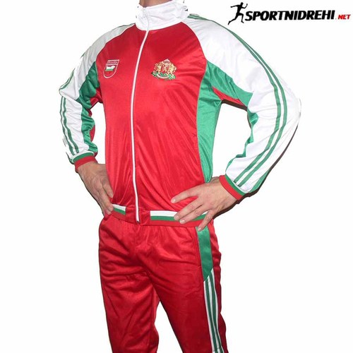 Мъжки спортен екип БЪЛГАРИЯ,  бяло, зелено, червено,  полиестер