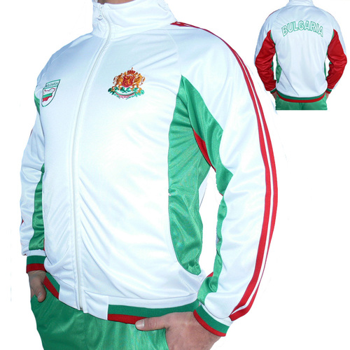 Мъжки спортен екип БЪЛГАРИЯ,  бяло, зелено, червено,  полиестер