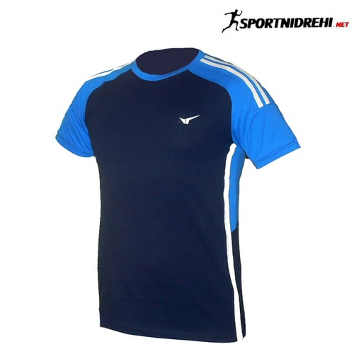Мъжка спортна тениска REDICS 230042, тъмносиня със синьо и бяло, памук и ликра