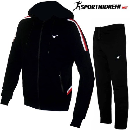 Мъжки спортен екип REDICS 220075, черен с червено, памук и ликра