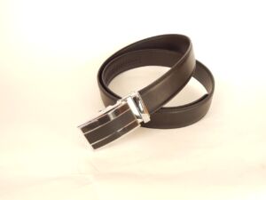 Мъжки спортен колан, черен, естествена кожа